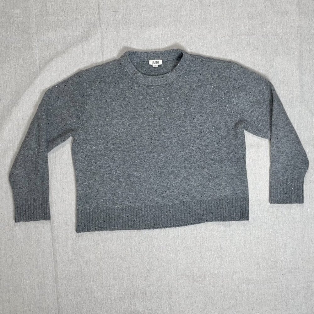 a.n.a A New Approach Gray Speckled Crewneck Long Sleeve Sweater - Small